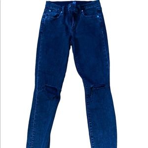 Gap black ripped skinny jeans, stretchy, size 27